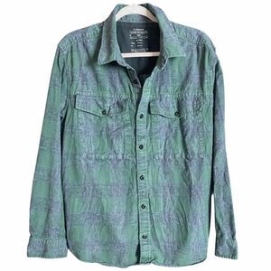 REI Co-op Men’s XL Green Blue Plaid Button Up Shirt Cotton Outdoor